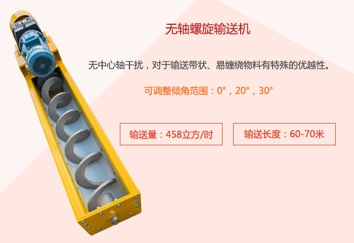 采用無軸設(shè)計，適合輸送粘性強(qiáng)、易堵塞的物料