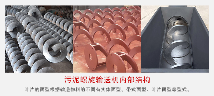 污泥螺旋輸送機不同的粘性的物料對應不同材質(zhì)的螺旋葉片。